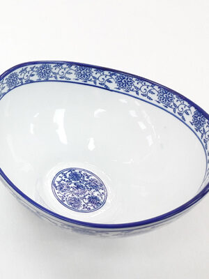 BOWL INCLINADO DE LOZA CON DISEÑO AZUL