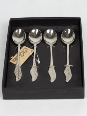 CUCHARITAS DE PLAQUÉ SETX4 DISEÑO HOJA